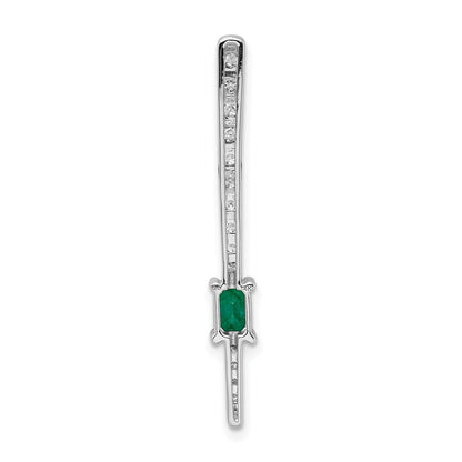 14k White Gold Graduated Diamond and Rectangle Emerald Fancy Chain Slide