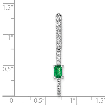 14k White Gold Graduated Diamond and Rectangle Emerald Fancy Chain Slide