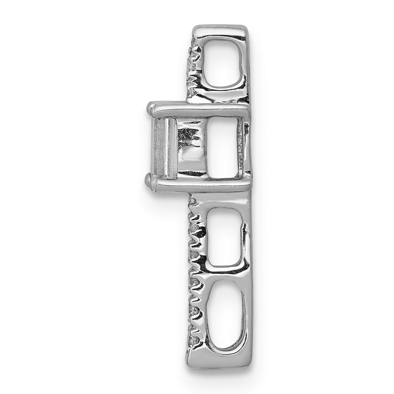 14k White Gold Graduated Diamond and Rectangle Sapphire Fancy Chain Slide