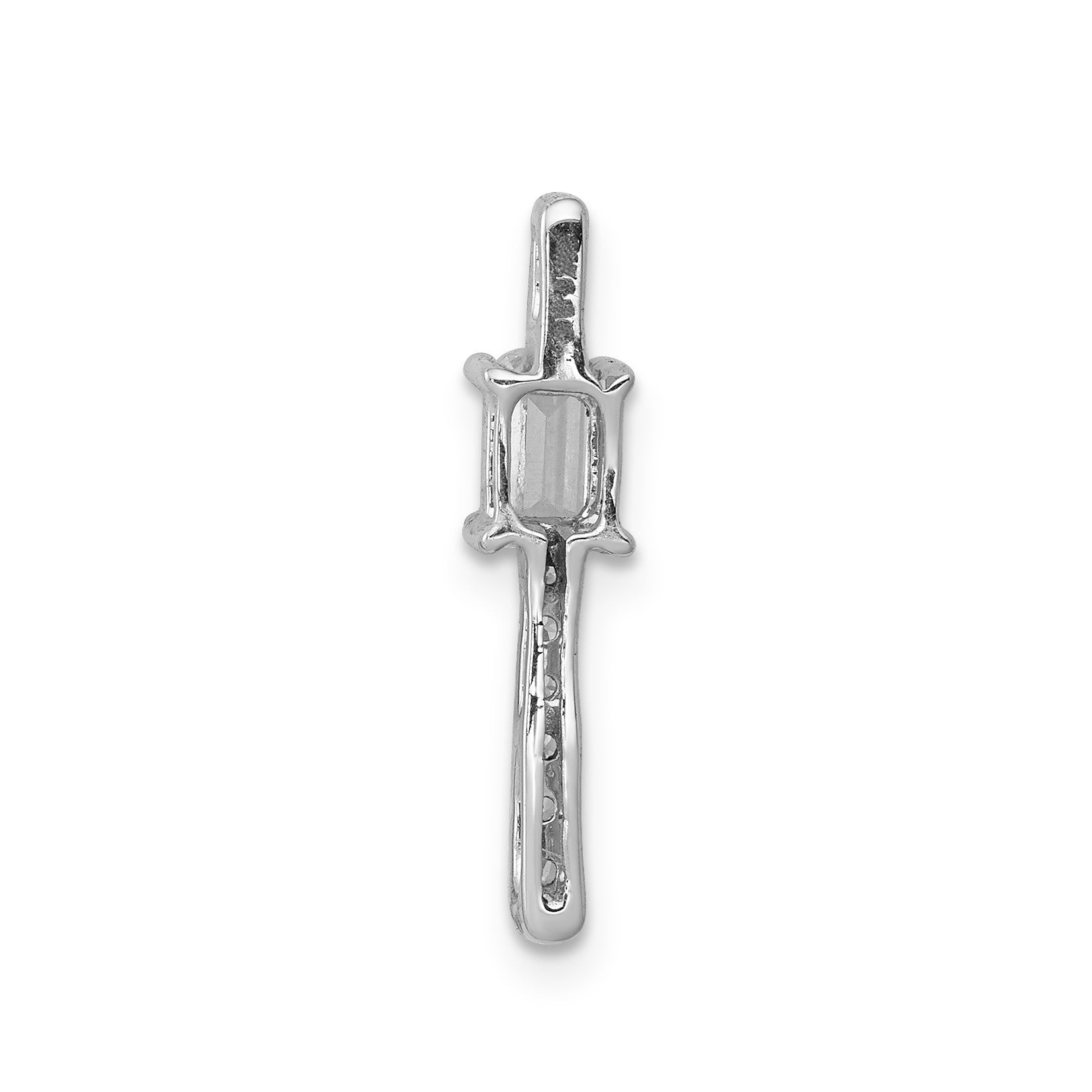 14k White Gold Graduated Diamond and Rectangle Sapphire Fancy Chain Slide