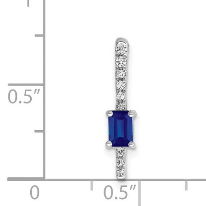 14k White Gold Graduated Diamond and Rectangle Sapphire Fancy Chain Slide