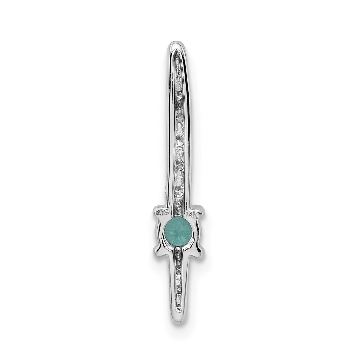 14k White Gold Graduated Diamond and Emerald Fancy Chain Slide