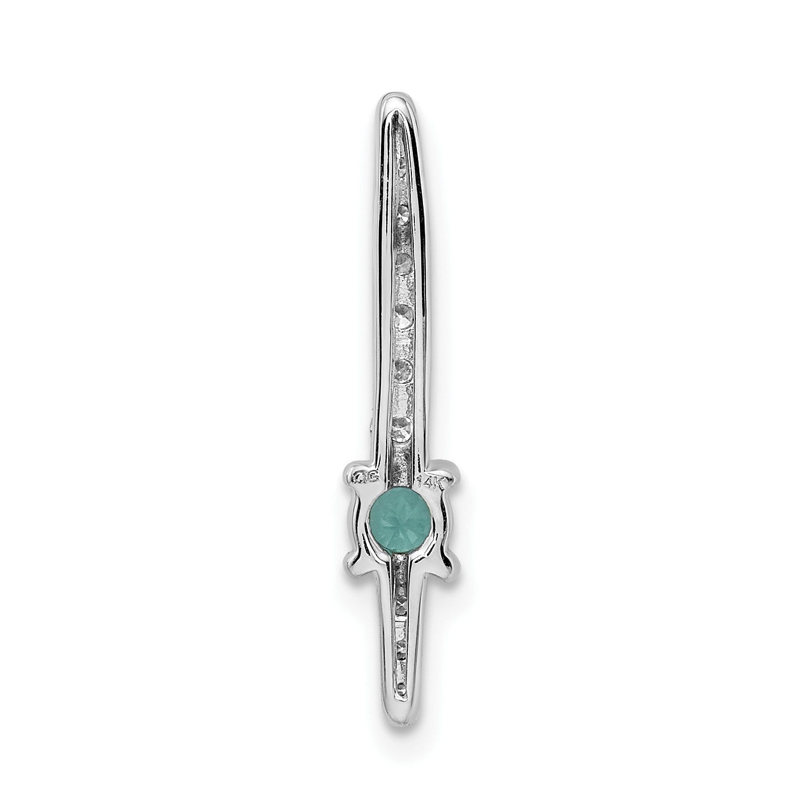 14k White Gold Graduated Diamond and Emerald Fancy Chain Slide