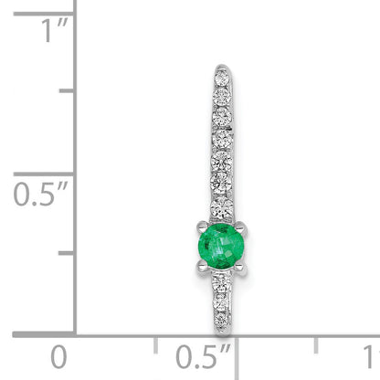 14k White Gold Graduated Diamond and Emerald Fancy Chain Slide