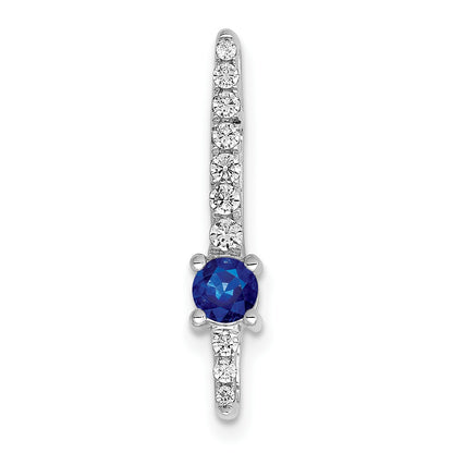 14k White Gold Graduated Diamond and .18 Sapphire Fancy Chain Slide