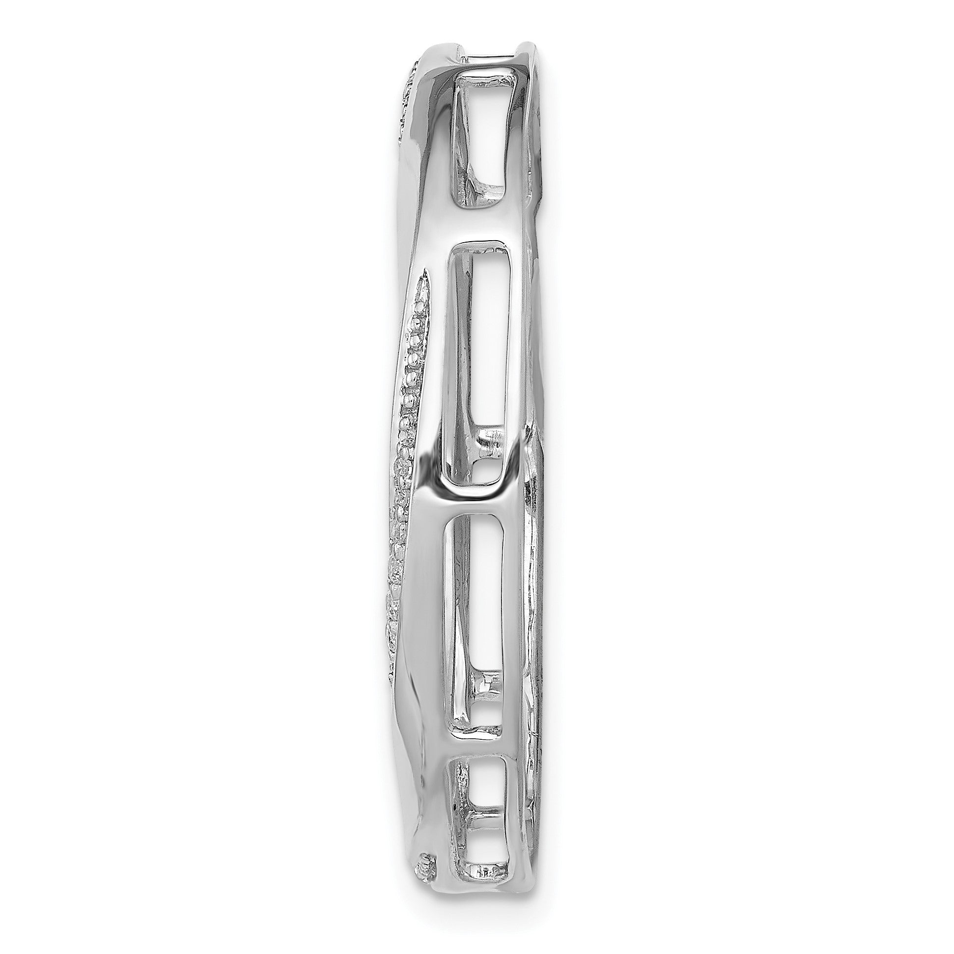 14k White Gold 1/5 carat Diamond Fancy Twist Circle Chain Slide
