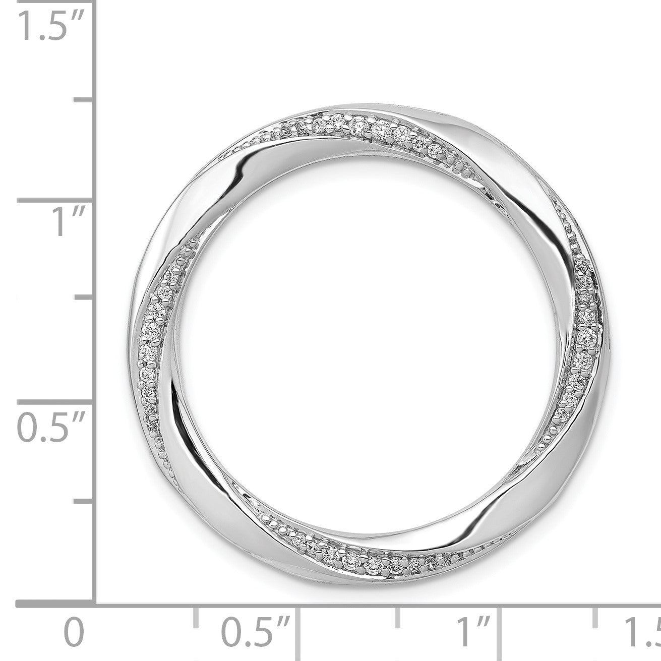 14k White Gold 1/5 carat Diamond Fancy Twist Circle Chain Slide