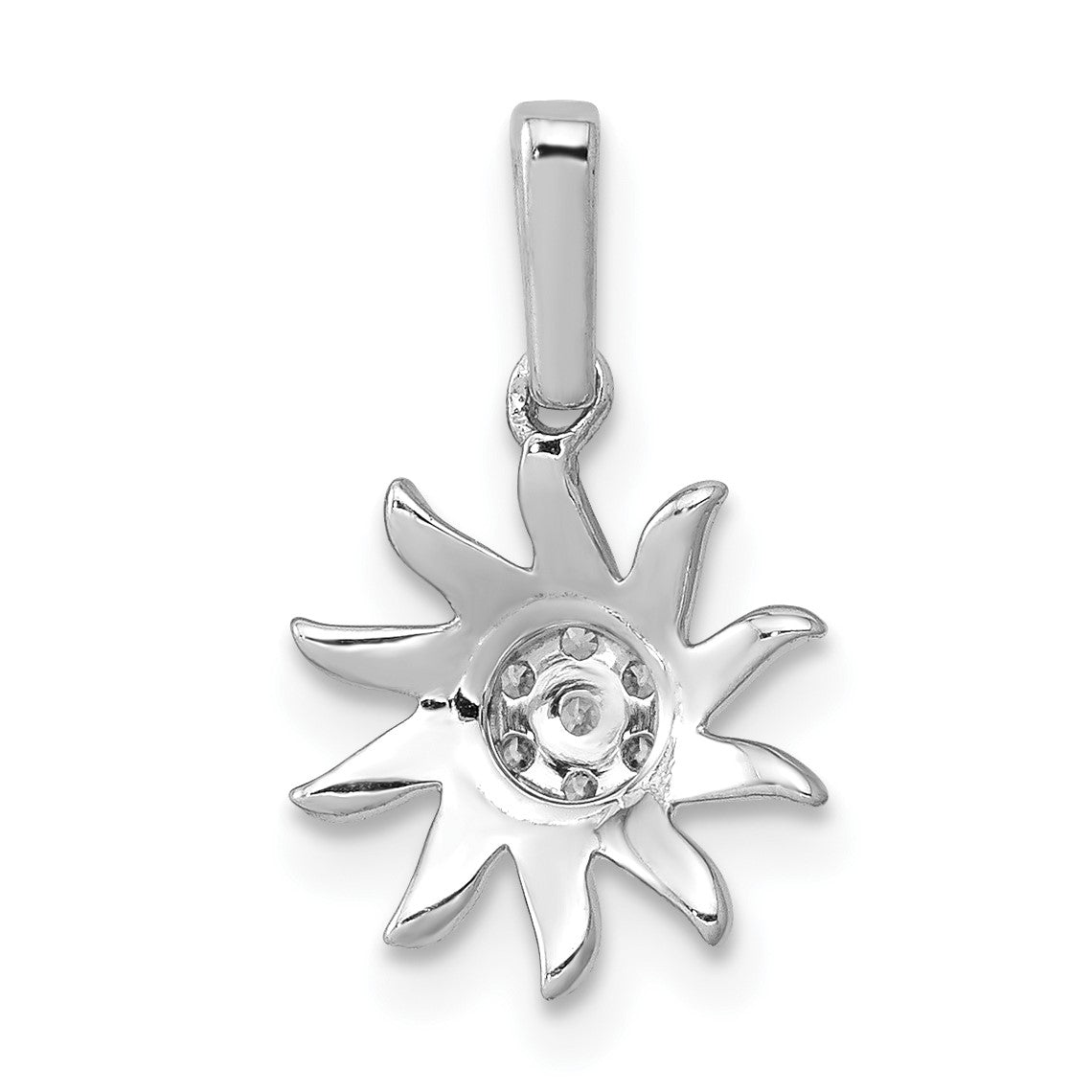 14k White Gold 1/15 carat Diamond Fancy Sun Pendant