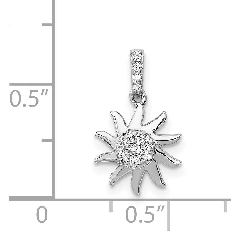 14k White Gold 1/15 carat Diamond Fancy Sun Pendant