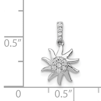 14k White Gold 1/15 carat Diamond Fancy Sun Pendant