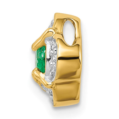 14k Diamond and .33 Emerald Fancy Chain Slide