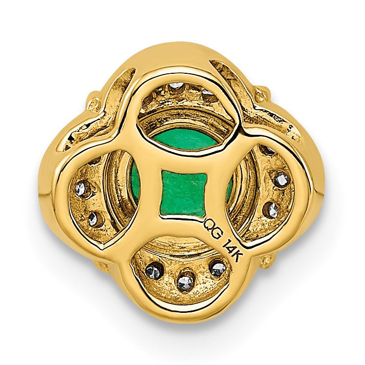 14k Diamond and .33 Emerald Fancy Chain Slide