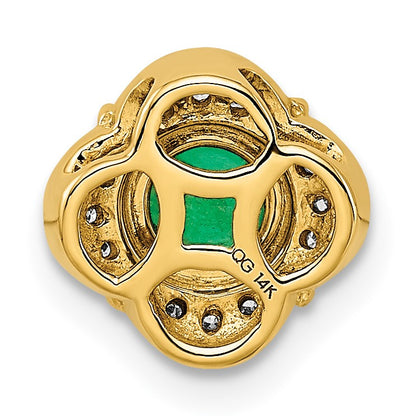 14k Diamond and .33 Emerald Fancy Chain Slide