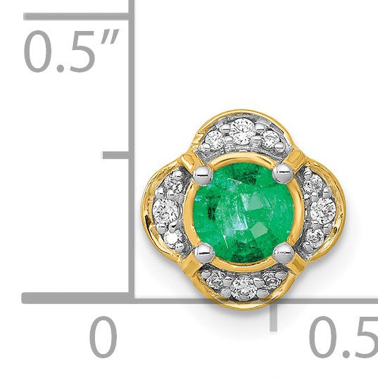 14k Diamond and .33 Emerald Fancy Chain Slide