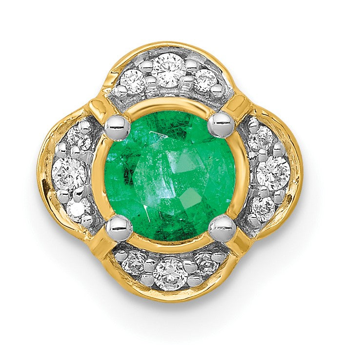 14k Diamond and .33 Emerald Fancy Chain Slide