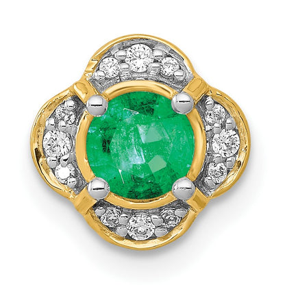 14k Diamond and .33 Emerald Fancy Chain Slide