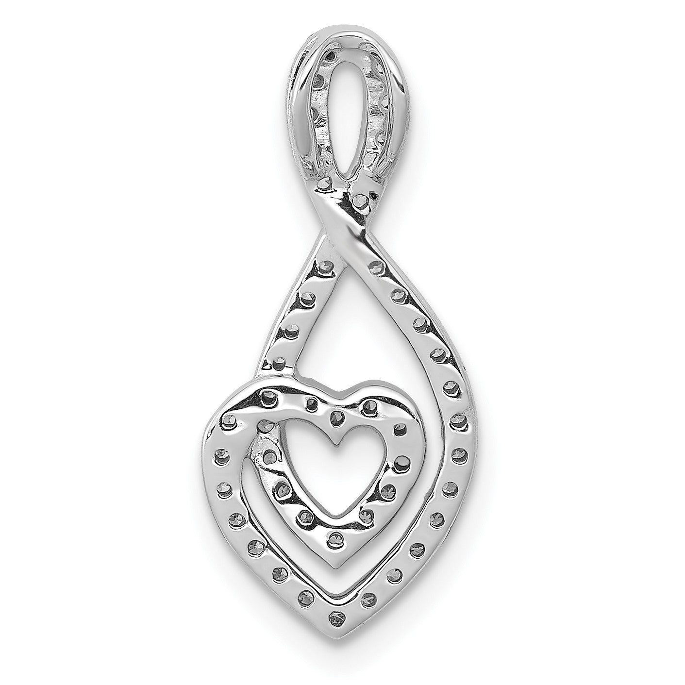 14k White Gold 1/4 carat Diamond Fancy Heart Infinity Chain Slide