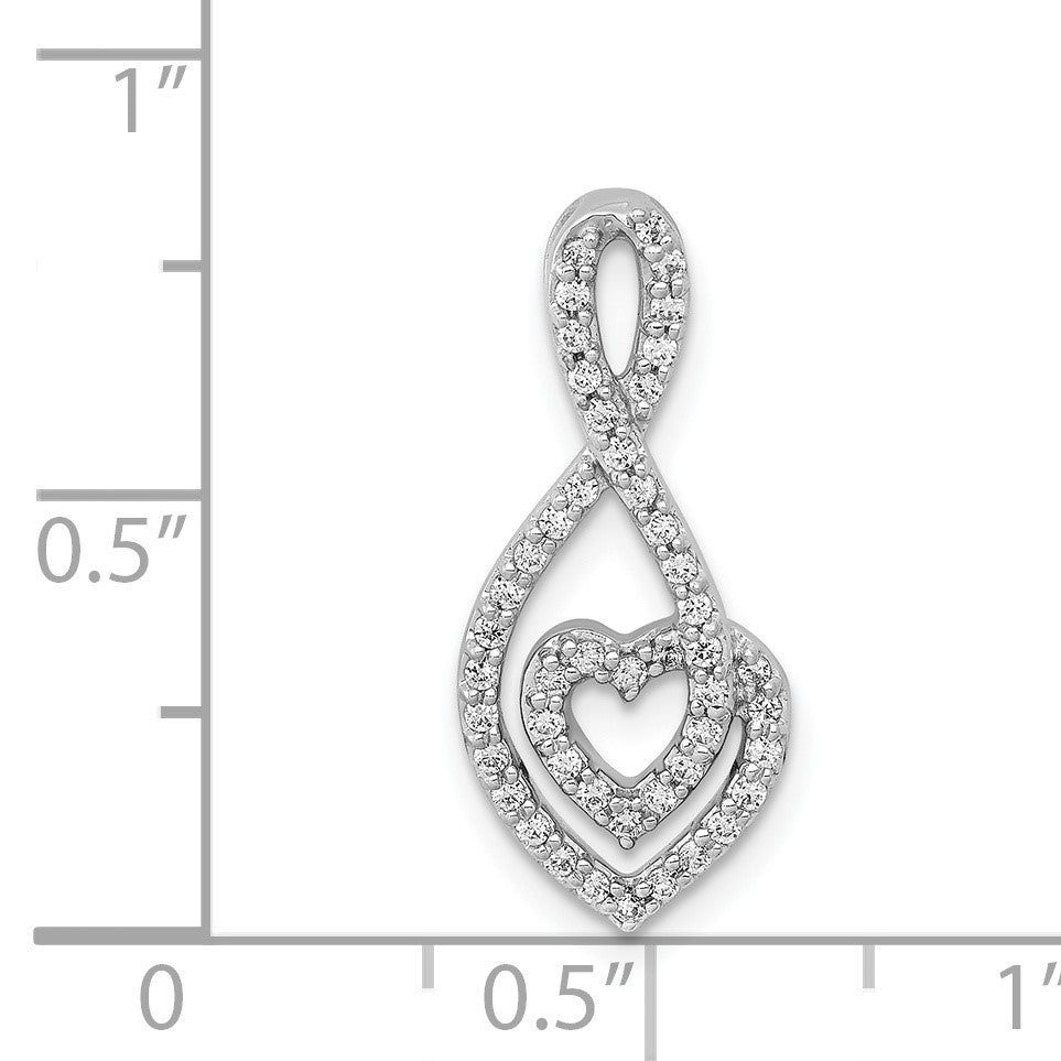 14k White Gold 1/4 carat Diamond Fancy Heart Infinity Chain Slide