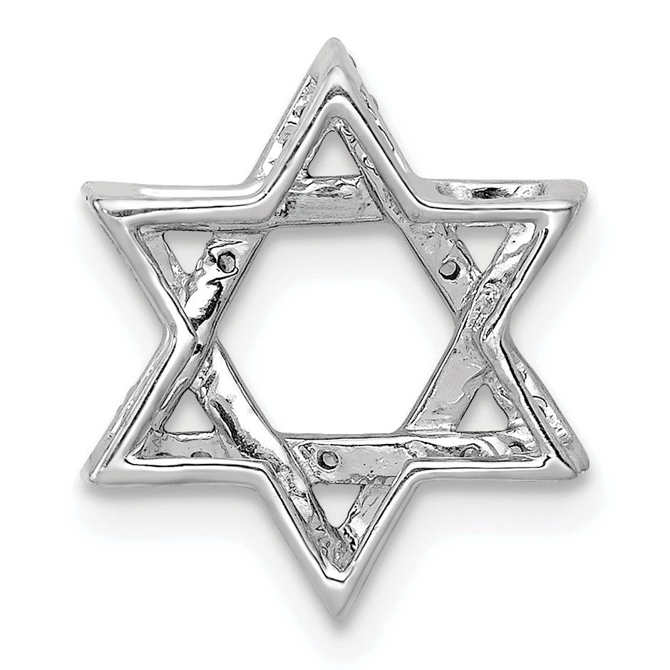 14k White Gold 1/10 carat Diamond Star of David Chain Slide