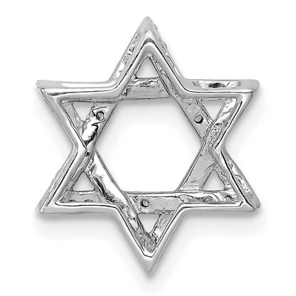 14k White Gold 1/10 carat Diamond Star of David Chain Slide