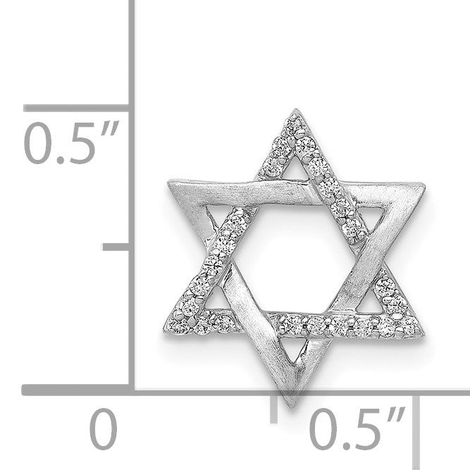 14k White Gold 1/10 carat Diamond Star of David Chain Slide