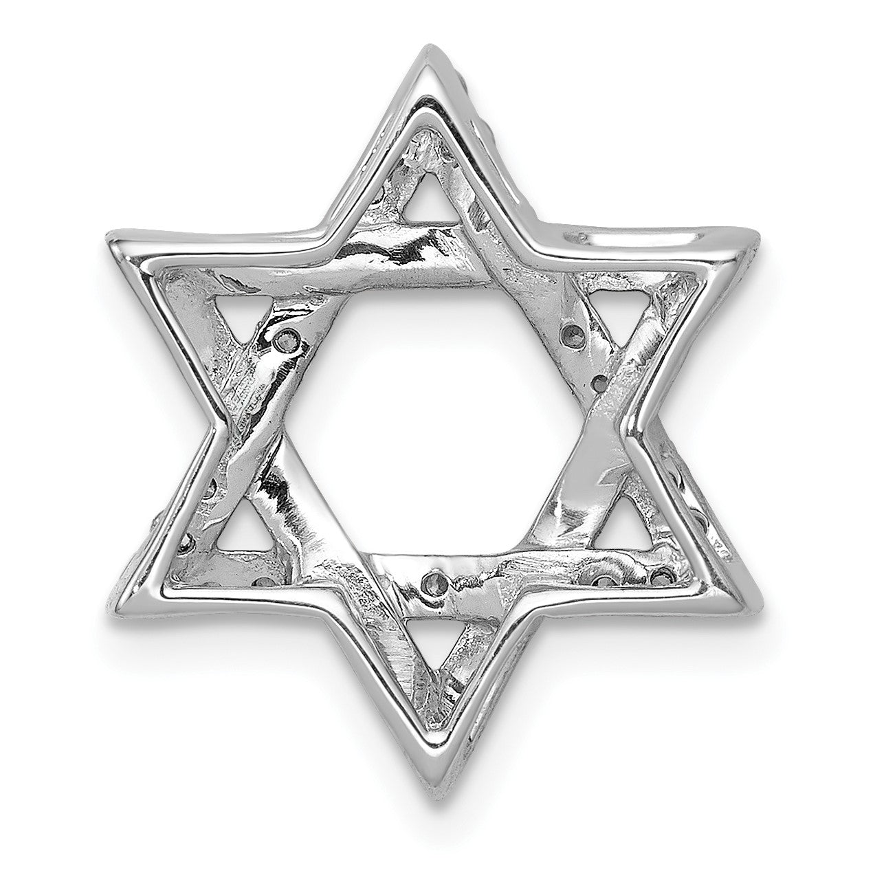 14k White Gold 1/4 carat Diamond Star of David Chain Slide