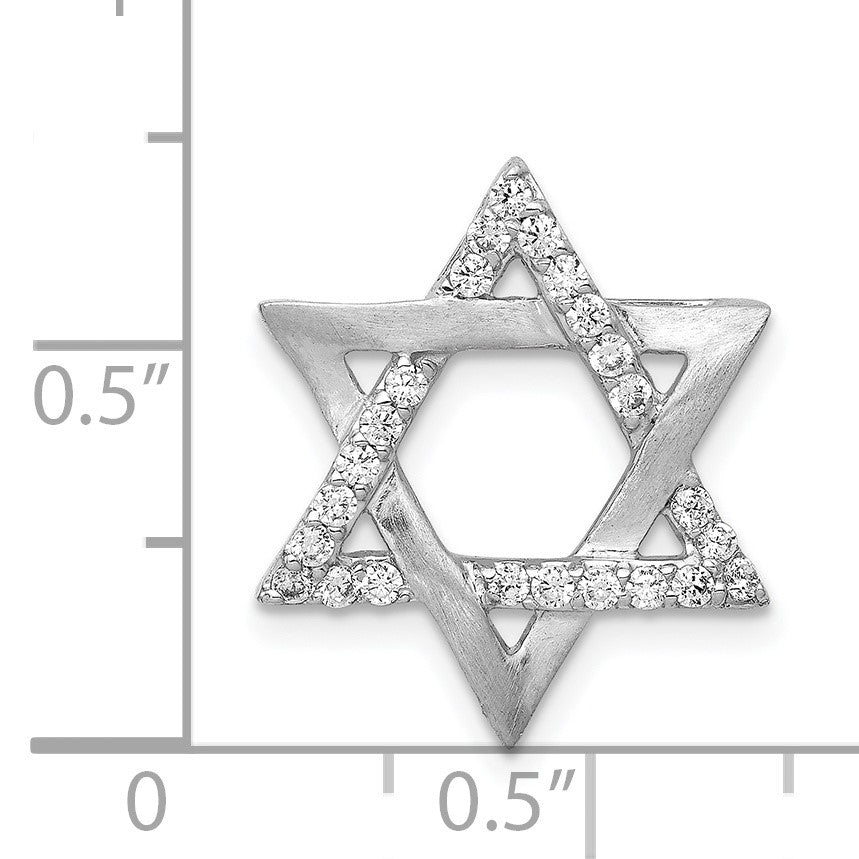 14k White Gold 1/4 carat Diamond Star of David Chain Slide