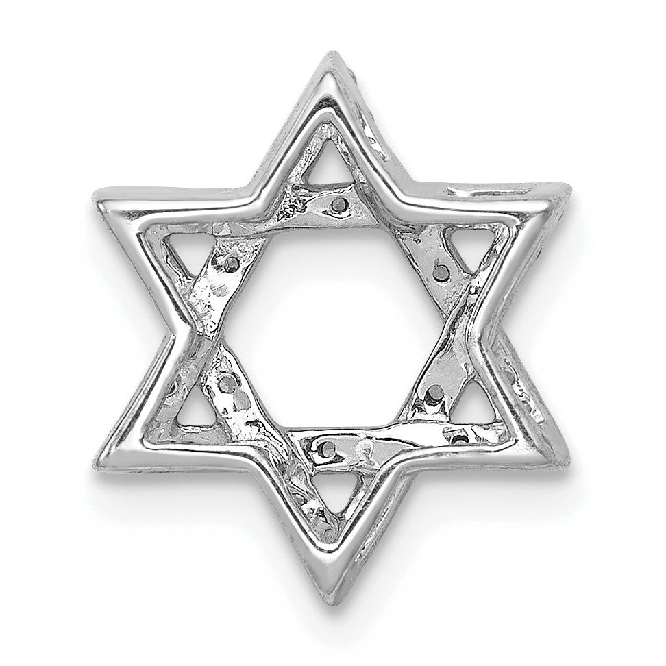 14k White Gold 1/5 carat Diamond Star of David Chain Slide