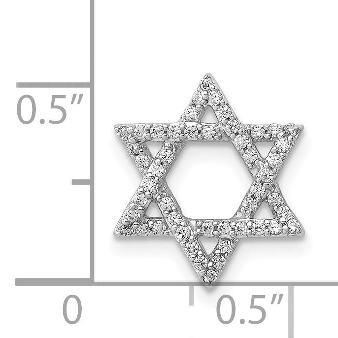14k White Gold 1/5 carat Diamond Star of David Chain Slide