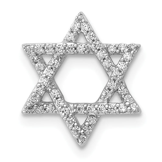 14k White Gold 1/5 carat Diamond Star of David Chain Slide