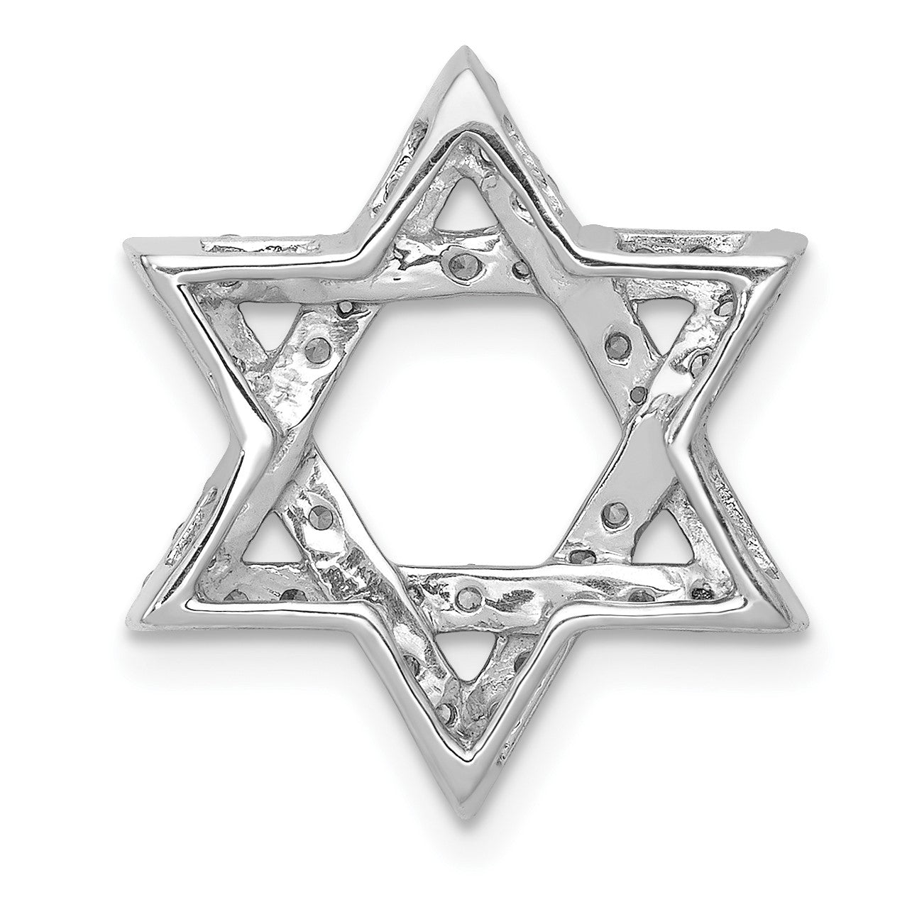 14k White Gold 1/2 carat Diamond Star of David Chain Slide