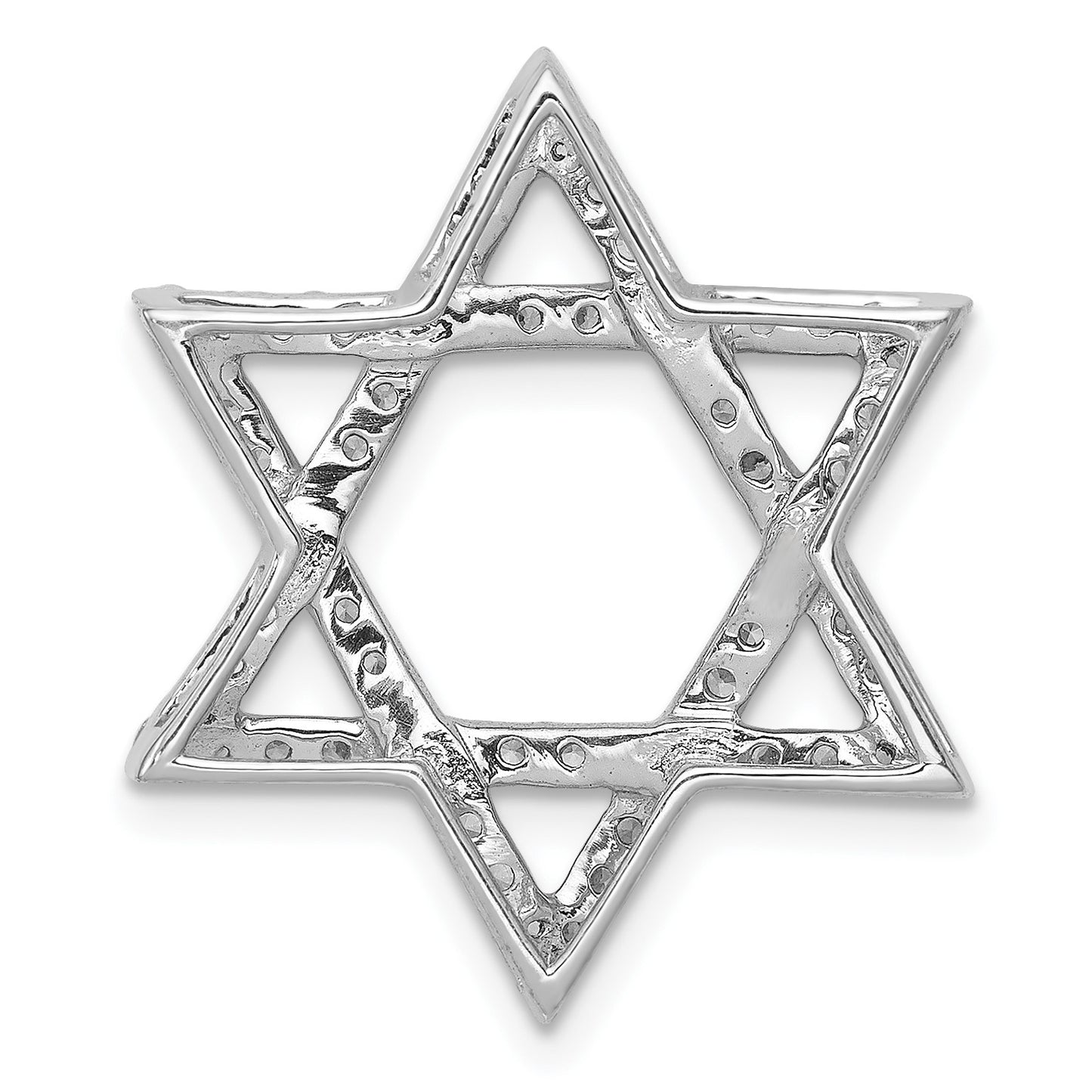14k White Gold 5/8 carat Diamond Star of David Chain Slide