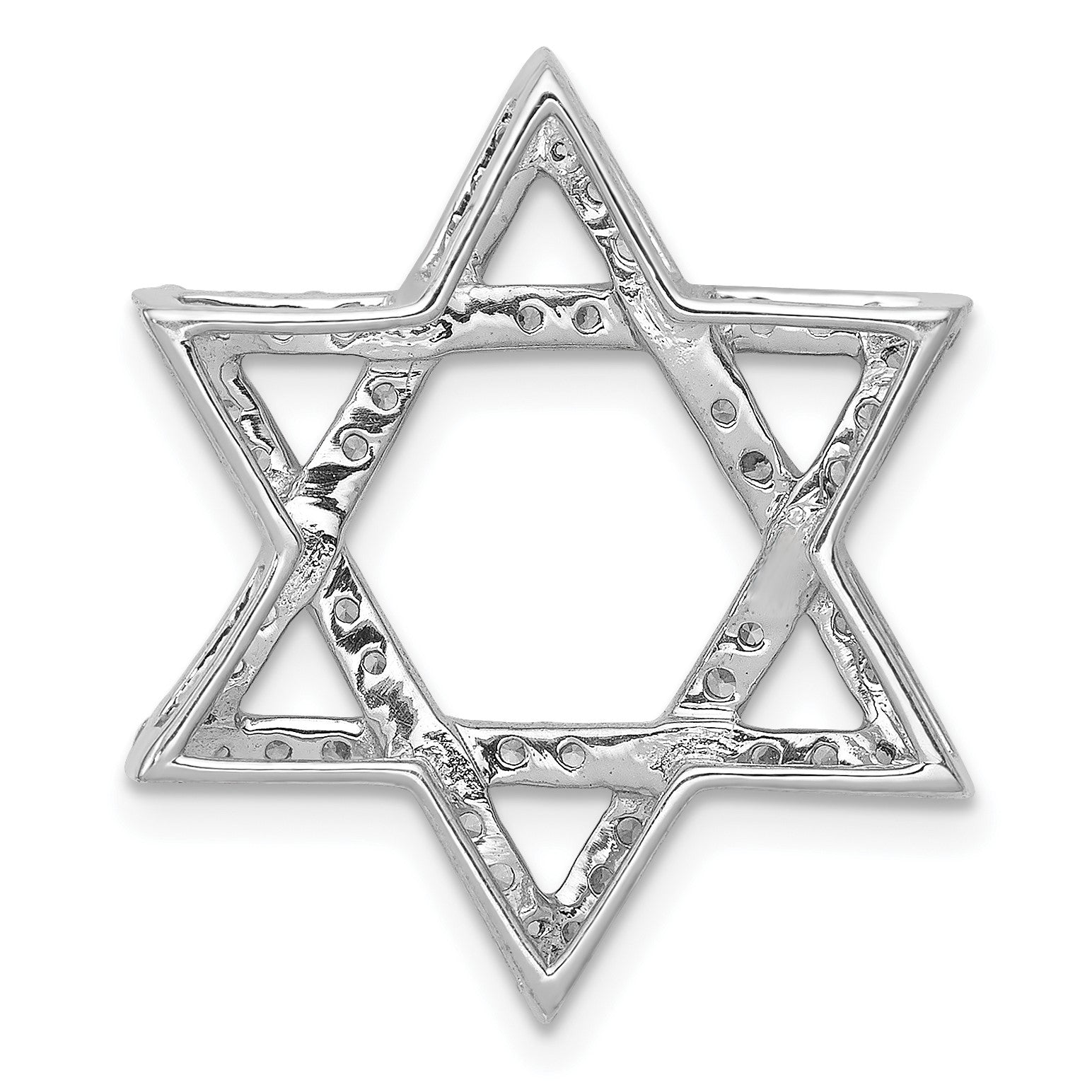 14k White Gold 5/8 carat Diamond Star of David Chain Slide