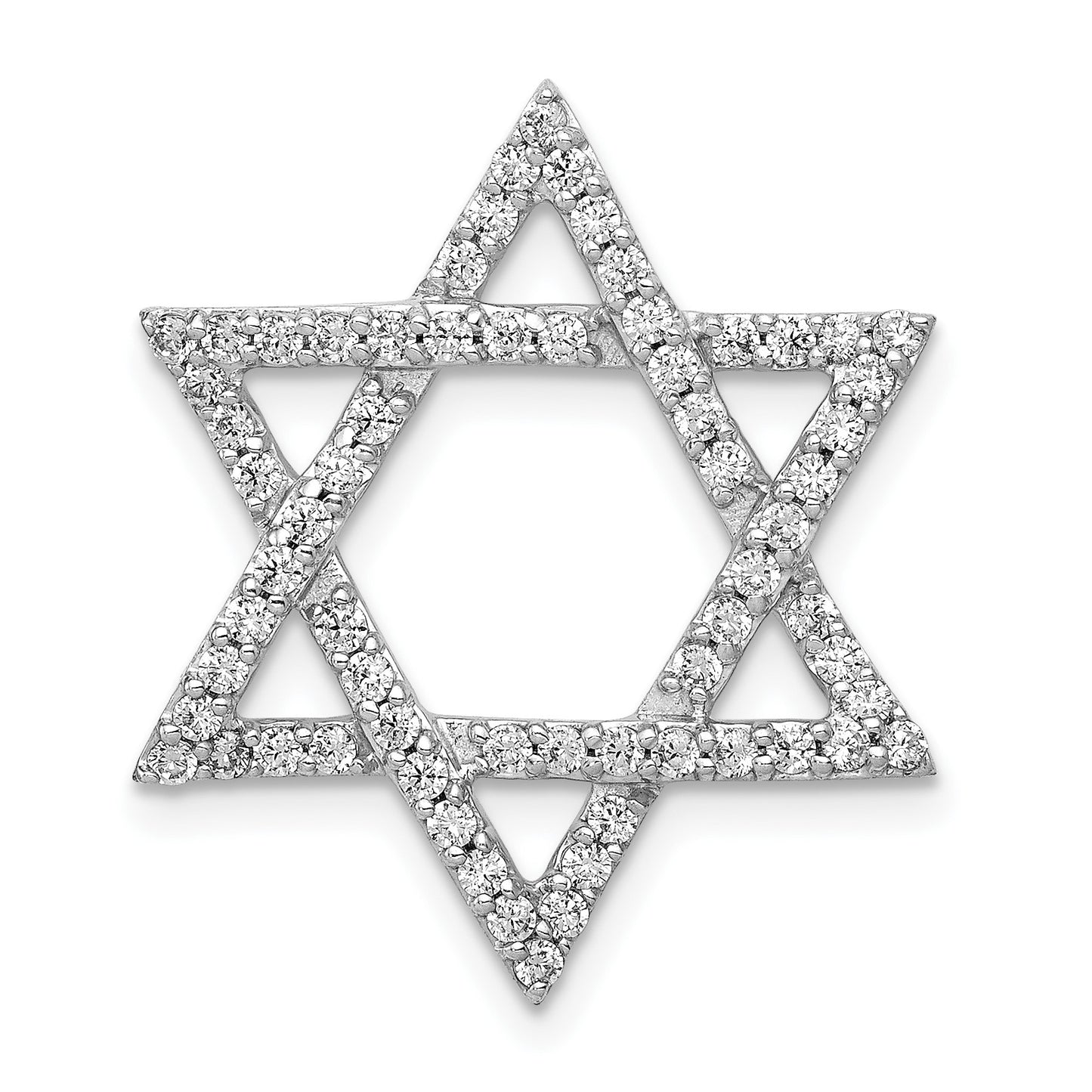 14k White Gold 5/8 carat Diamond Star of David Chain Slide