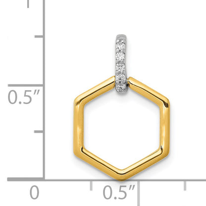 14k Two-tone 1/20 carat Diamond Fancy Hexagon Pendant
