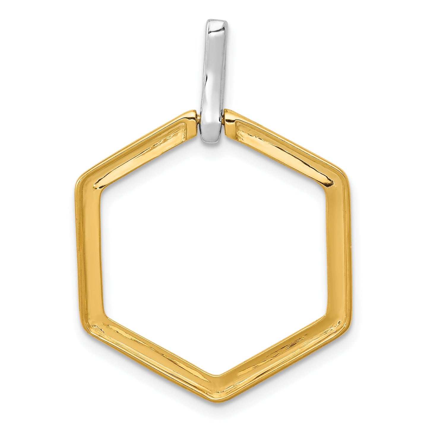 14k Two-tone 1/15 carat Diamond Fancy Hexagon Pendant