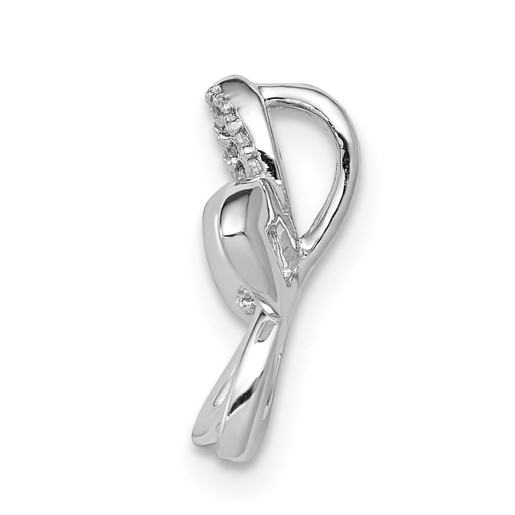 14k White Gold 1/20 carat Diamond Plumeria Flower Chain Slide