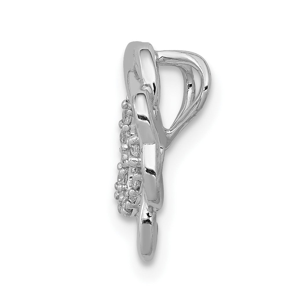 14k White Gold 1/15 carat Diamond Four Leaf Clover Chain Slide