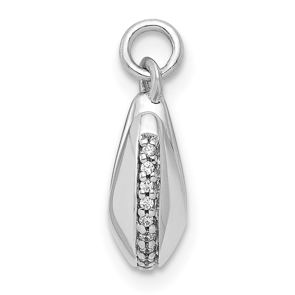 14k White Gold 1/15 carat Diamond Fortune Cookie Pendant