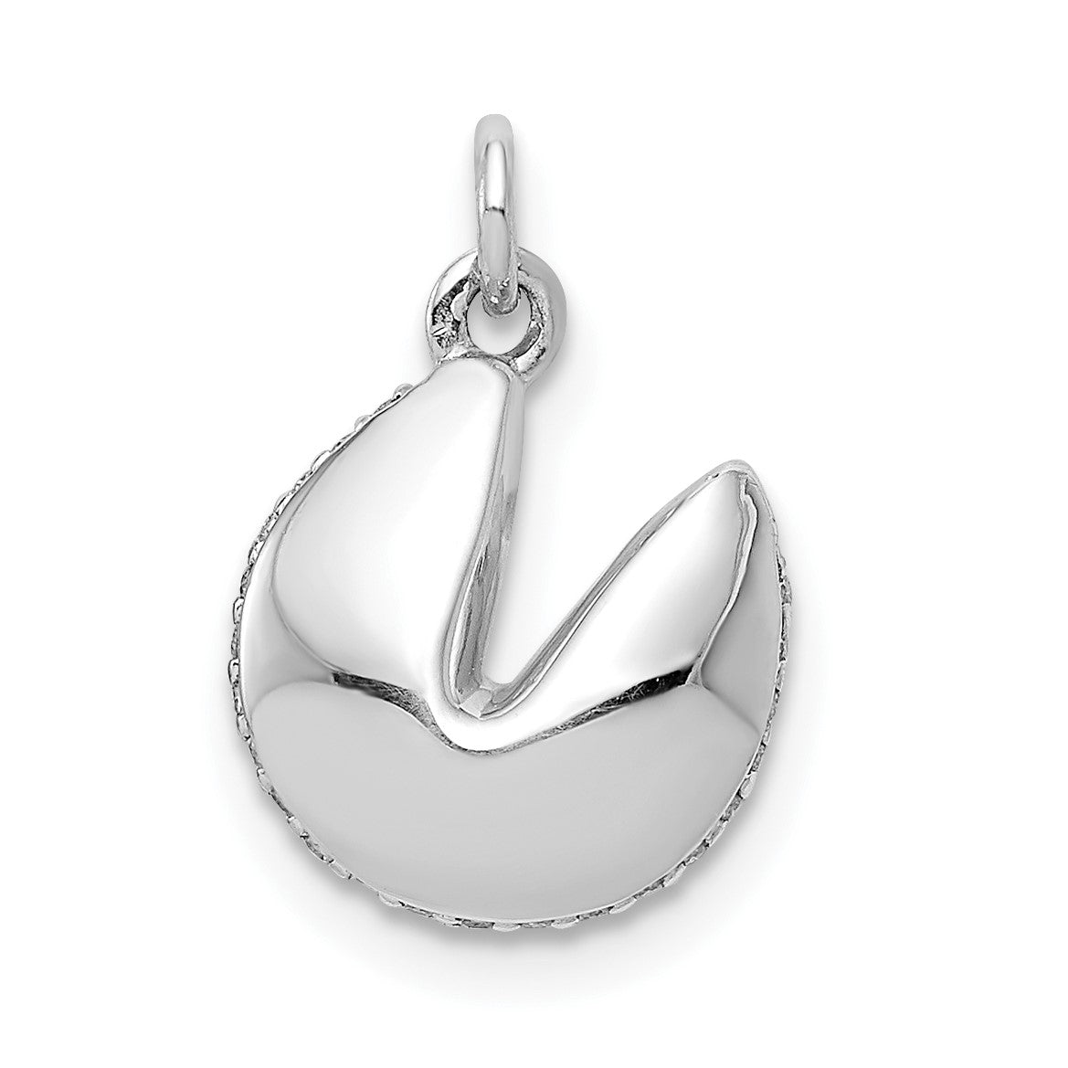14k White Gold 1/15 carat Diamond Fortune Cookie Pendant