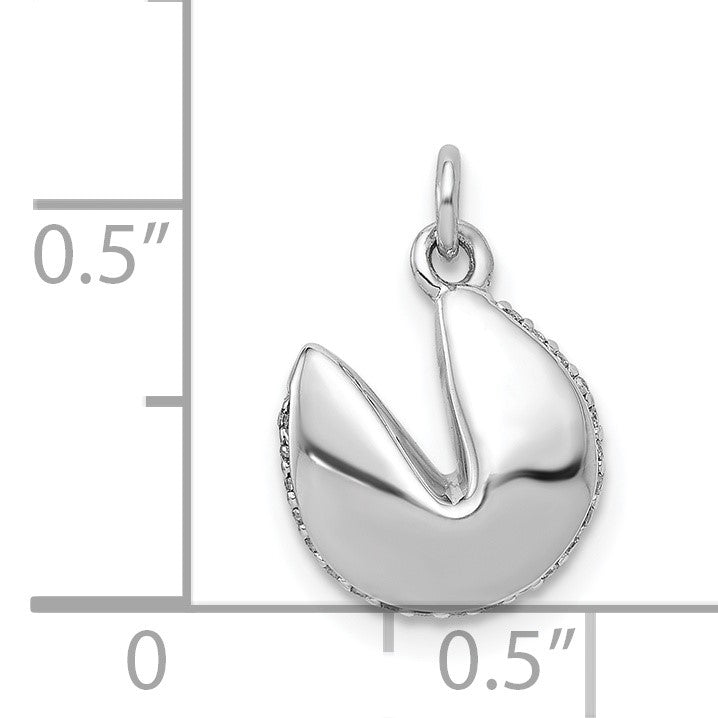 14k White Gold 1/15 carat Diamond Fortune Cookie Pendant