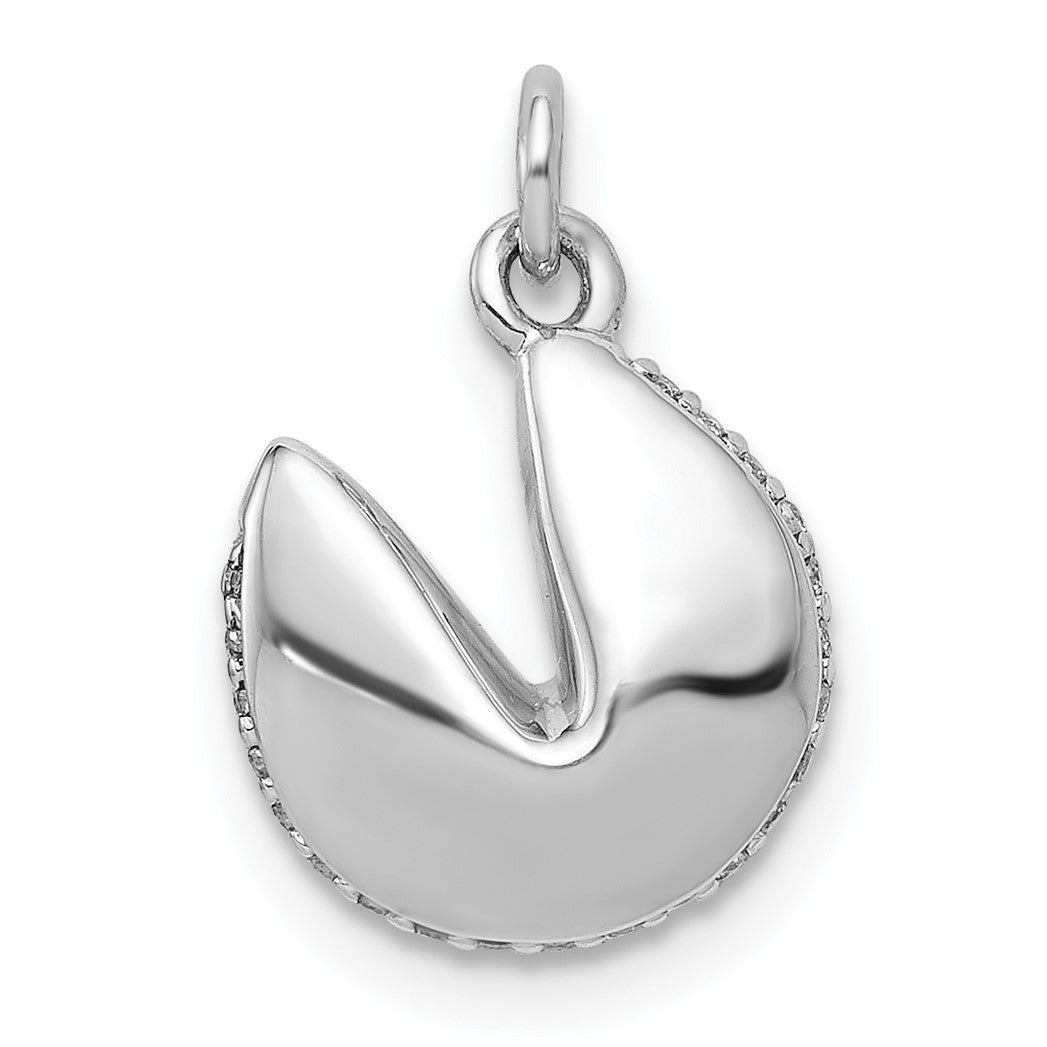 14k White Gold 1/15 carat Diamond Fortune Cookie Pendant