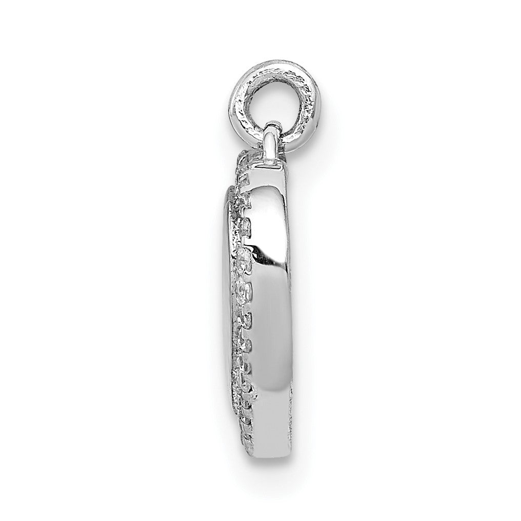 14k White Gold 1/10 carat Diamond Fancy Polished Heart Pendant