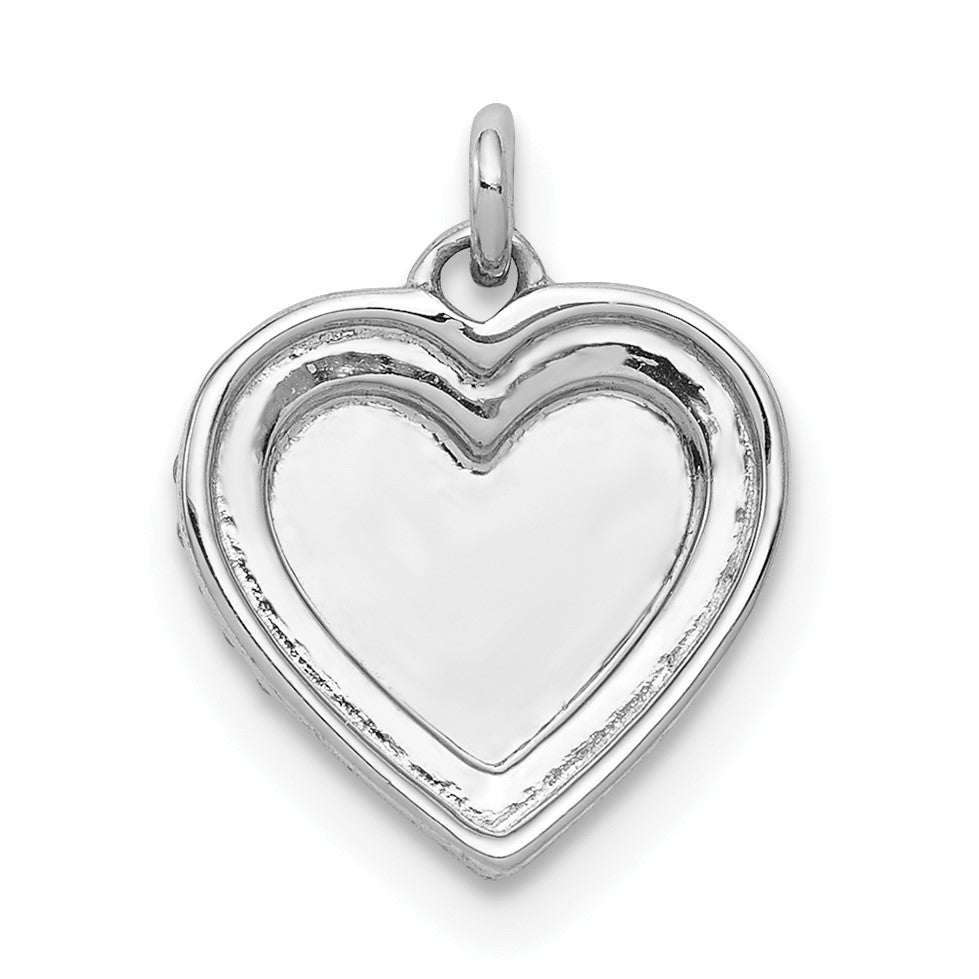 14k White Gold 1/10 carat Diamond Fancy Polished Heart Pendant