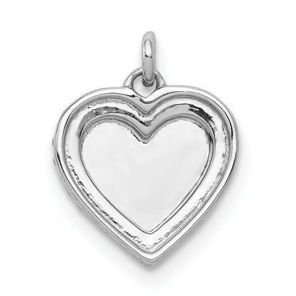 14k White Gold 1/10 carat Diamond Fancy Polished Heart Pendant
