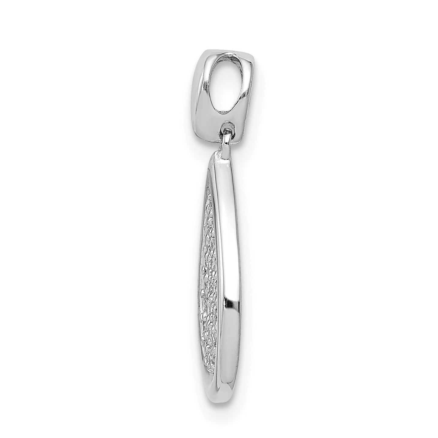 14k White Gold 1/4 carat Pave Diamond Fancy Teardrop Pendant