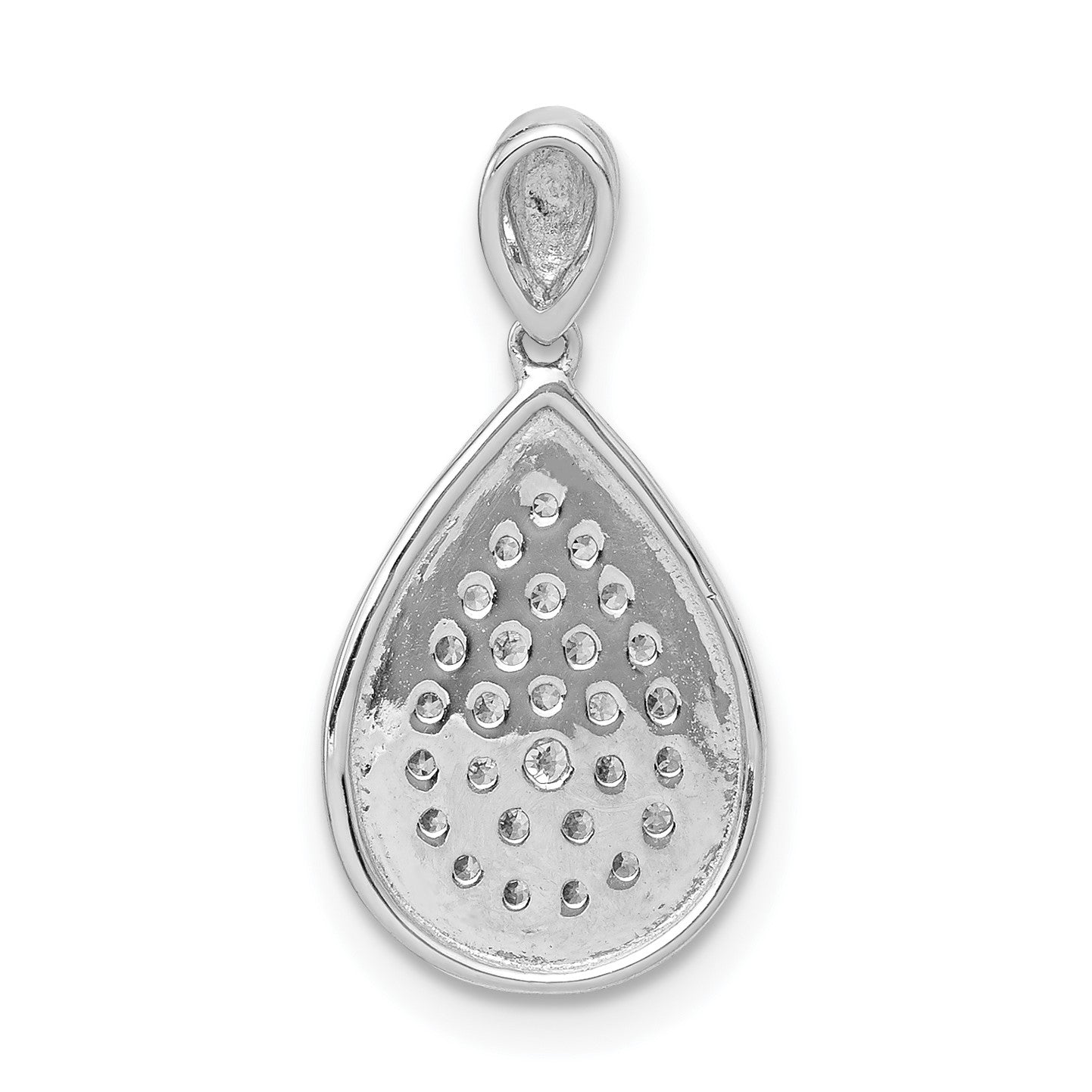 14k White Gold 1/4 carat Pave Diamond Fancy Teardrop Pendant