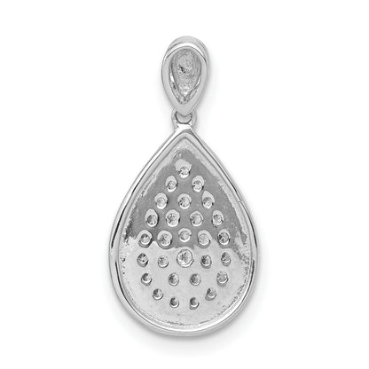 14k White Gold 1/4 carat Pave Diamond Fancy Teardrop Pendant