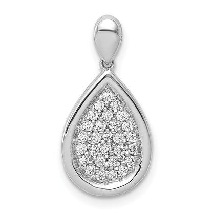 14k White Gold 1/4 carat Pave Diamond Fancy Teardrop Pendant