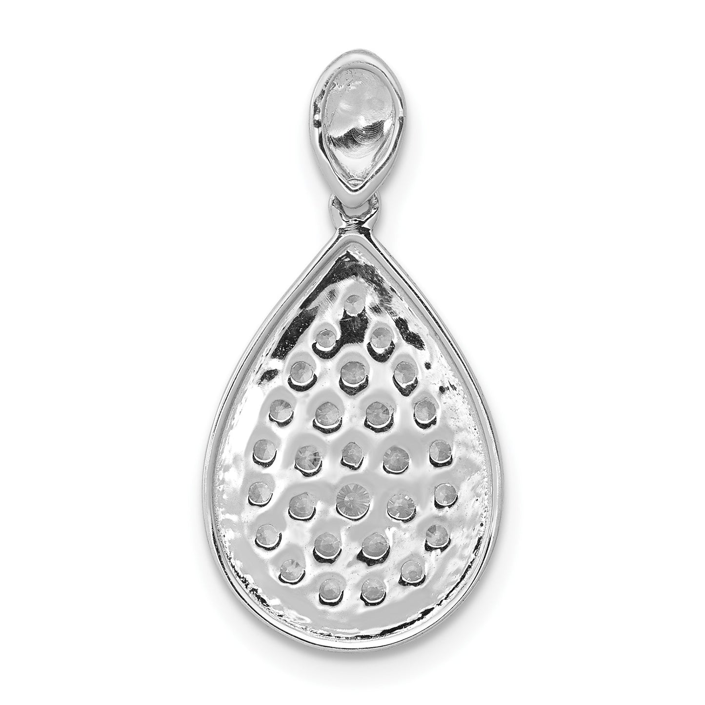 14k White Gold 1/2 carat Pave Diamond Fancy Teardrop Pendant
